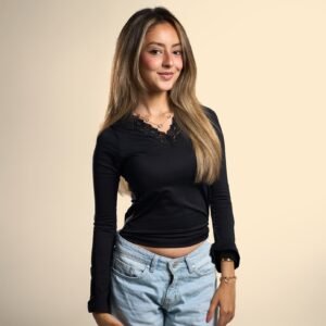 Black V lace top