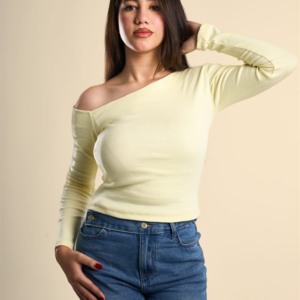 Yellow One shoulder cotton top