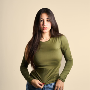Olive long sleeve basic top