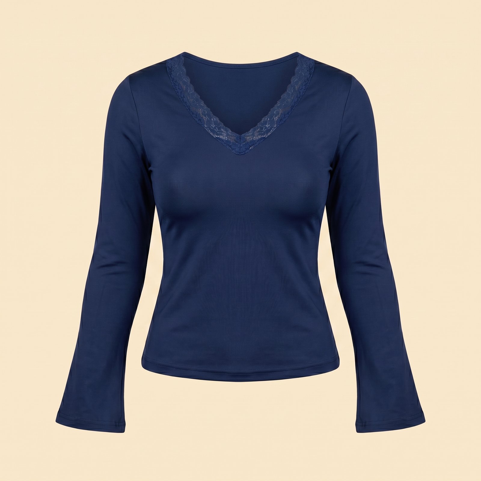 Navy blue V lace top - Image 4